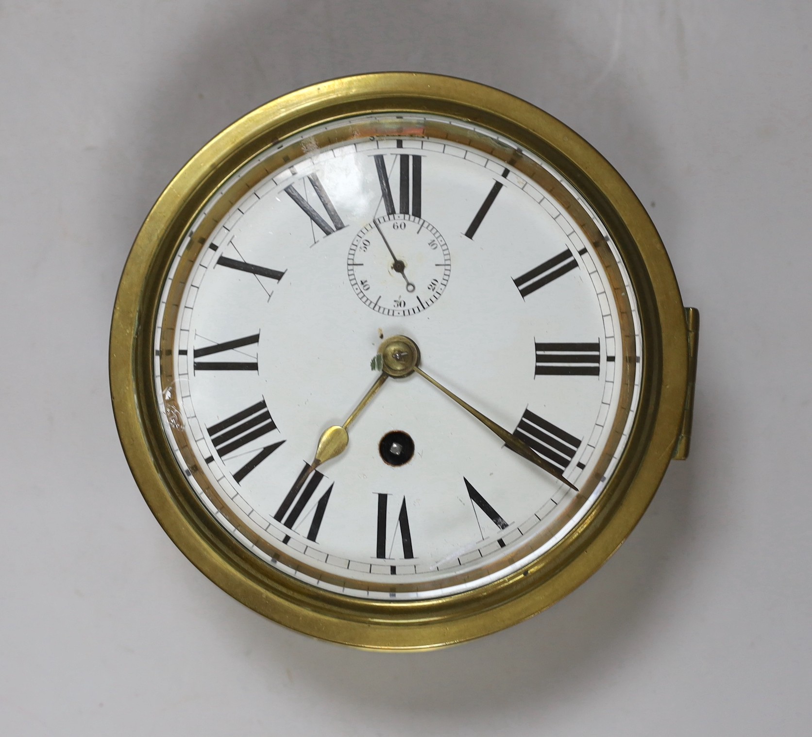 A brass ship's clock